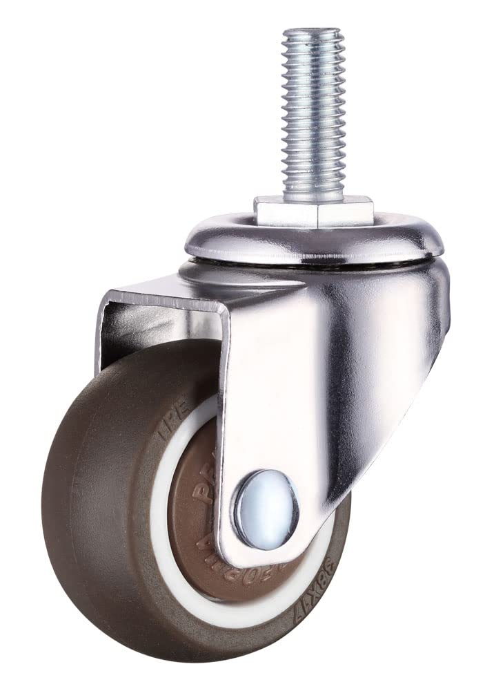 nerilee 1.5'' Mute Swivel Rubber Wheel,with T nut M8x20mm Stem Threaded Mini Furniture Casters,Load 165Lbs, for Workbench, Table, Cabinet,Coffee Table of Hardwood Floors - Image 3